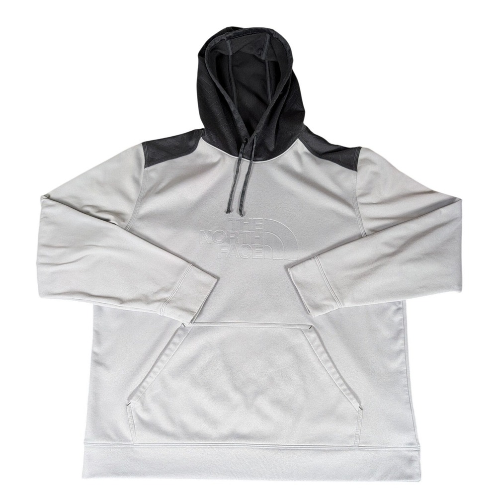 The North Face Mens Grey Black Embossed Logo Pullover Hoodie Performance Jacket
